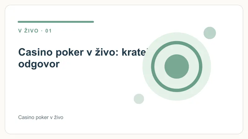 Casino poker v živo: kratek odgovor – Casino poker v živo